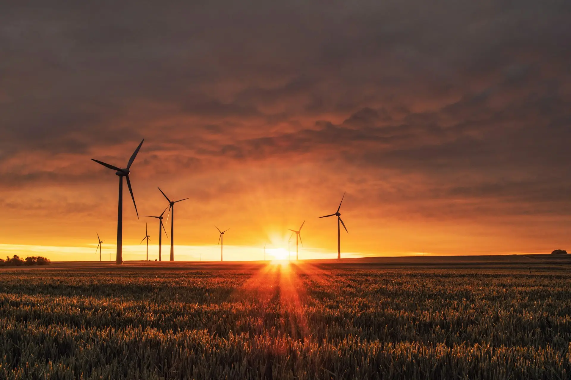 Windräder in der Dämmerung