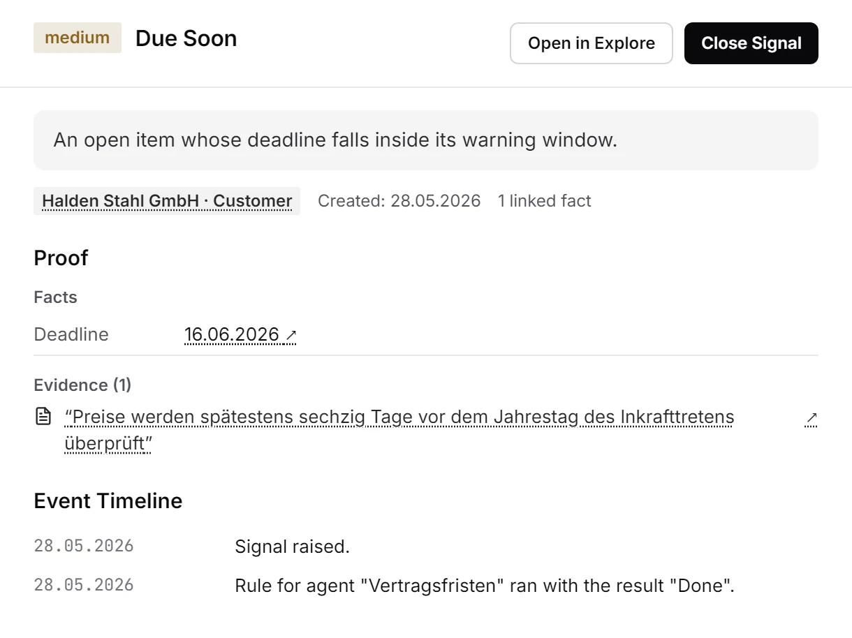 Das Signal „Frist naht“ zum Rahmenvertrag mit der Frist 16. Juni und dem Zitat aus Punkt 12.